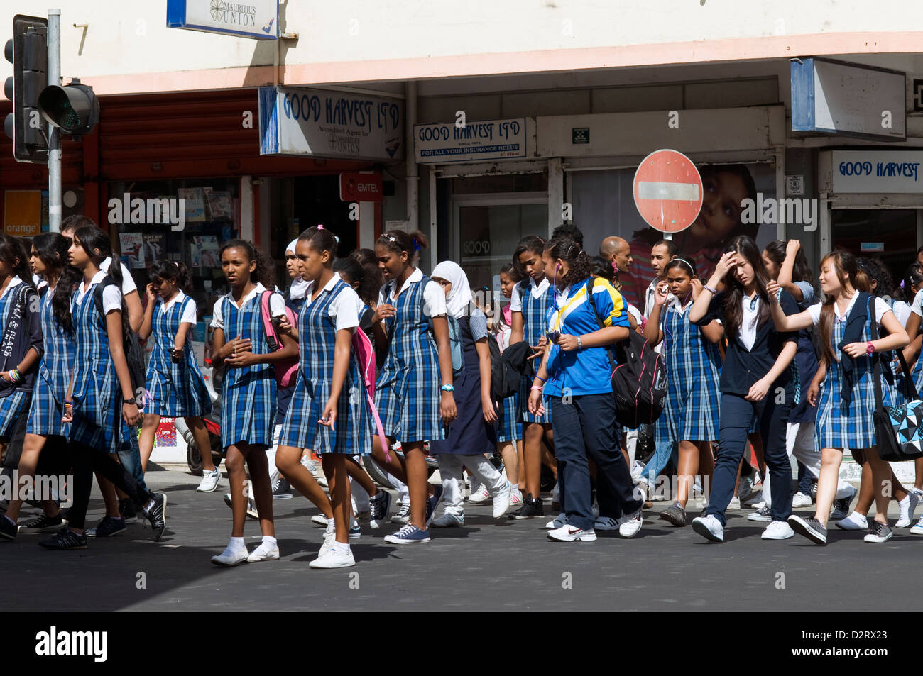 school gilrls, port louis, mauritius Stock Photo