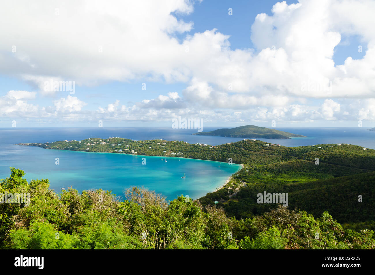 View of Magen,s Bay in St Thomas,  the US Virgin Islands from Drake's Seat vantage point Stock Photo