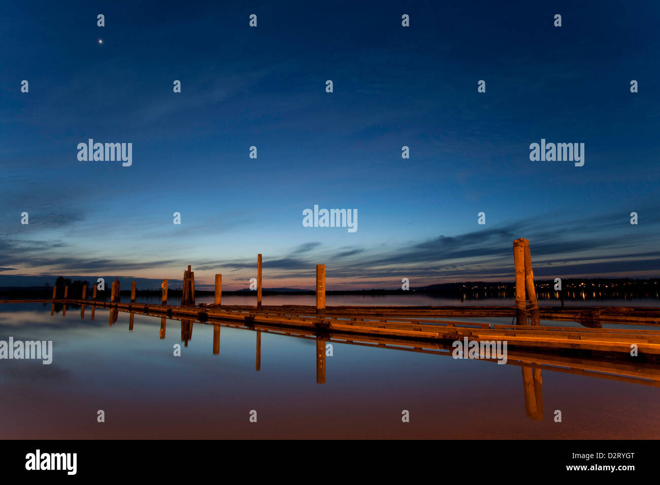 North America, United States, Washington, Everett, docks at dusk, 10th