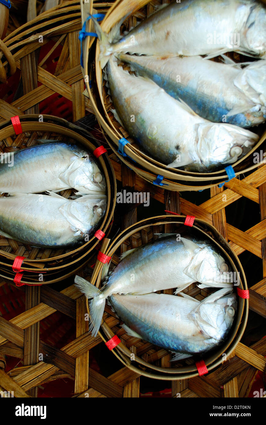 Fish in bamboo basket Stock Photo Alamy