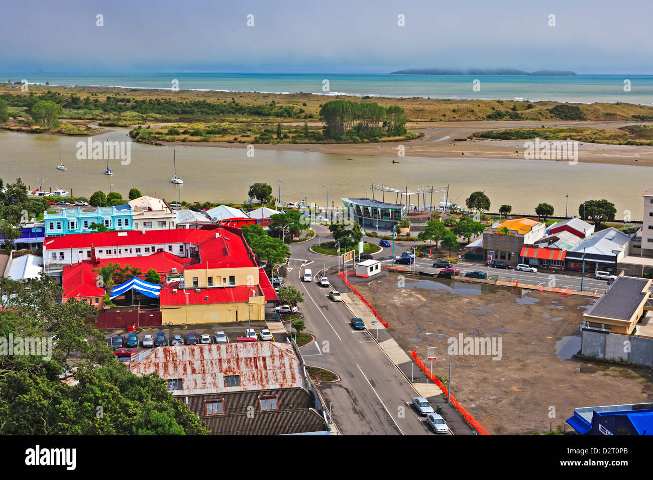 Town of Whakatane and the Whakatane River, Bay of Plenty, North Island