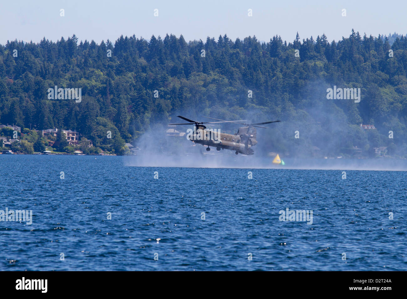 WA, Seattle, Seafair, US Army CH-47 Chinook Helicopter, Special Forces demonstration Stock Photo