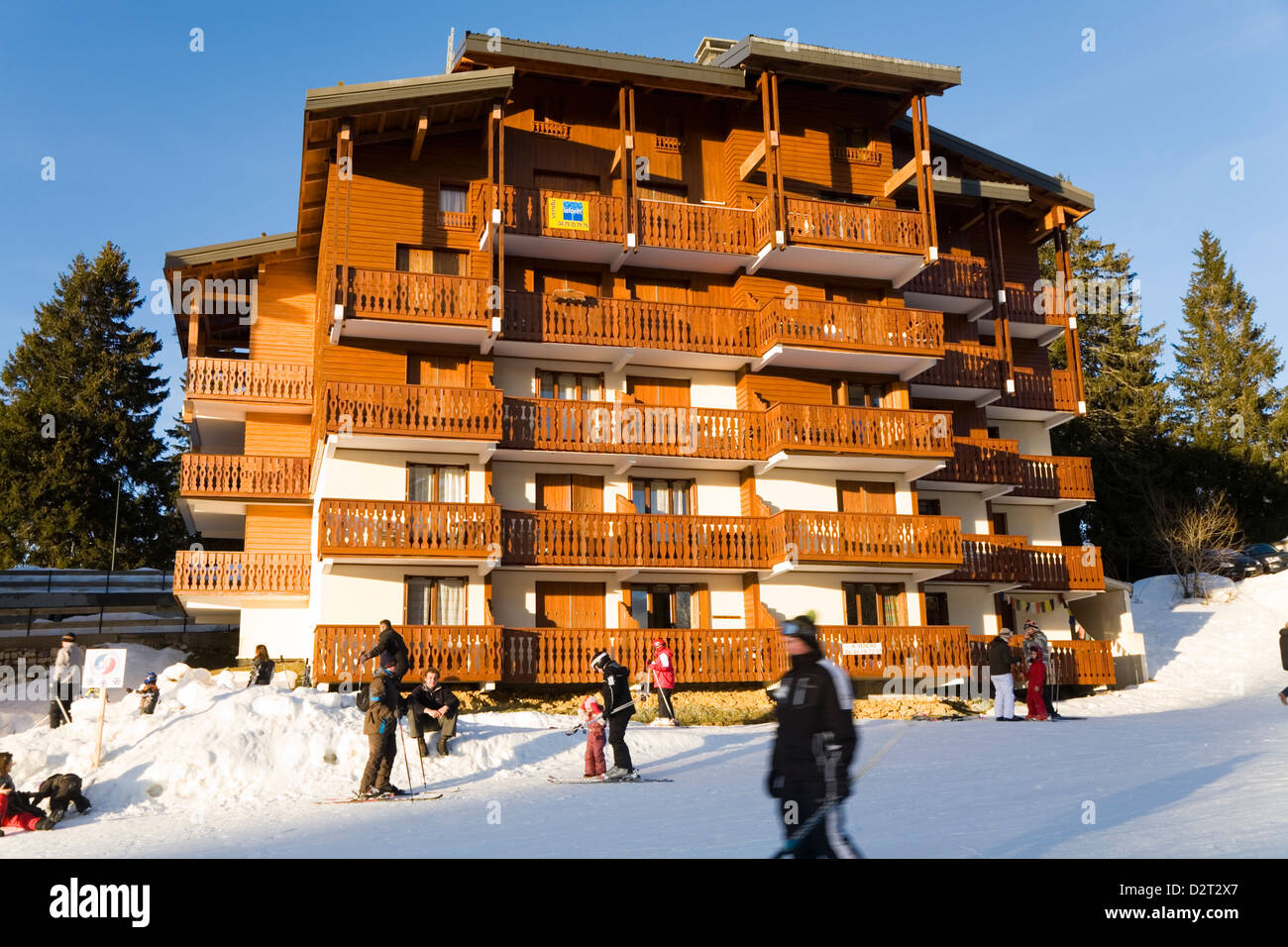 Hotel / ski lodge / skiers' chalet accommodation self catering rental flat  apartment apartments near the slope. Le Revard France Stock Photo - Alamy
