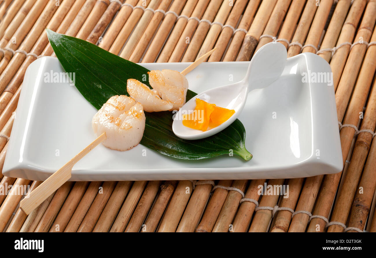 Japanese Skewered Scallop .closeup Stock Photo Alamy