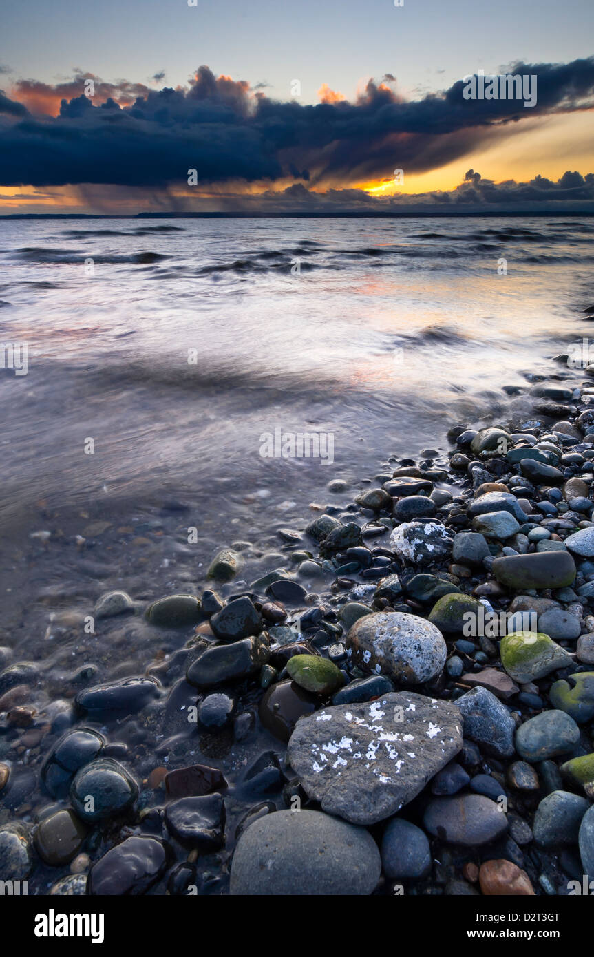 Sunset over the Puget Sound, Picnic Point County Park, Snohomish County, Washington, USA Stock Photo