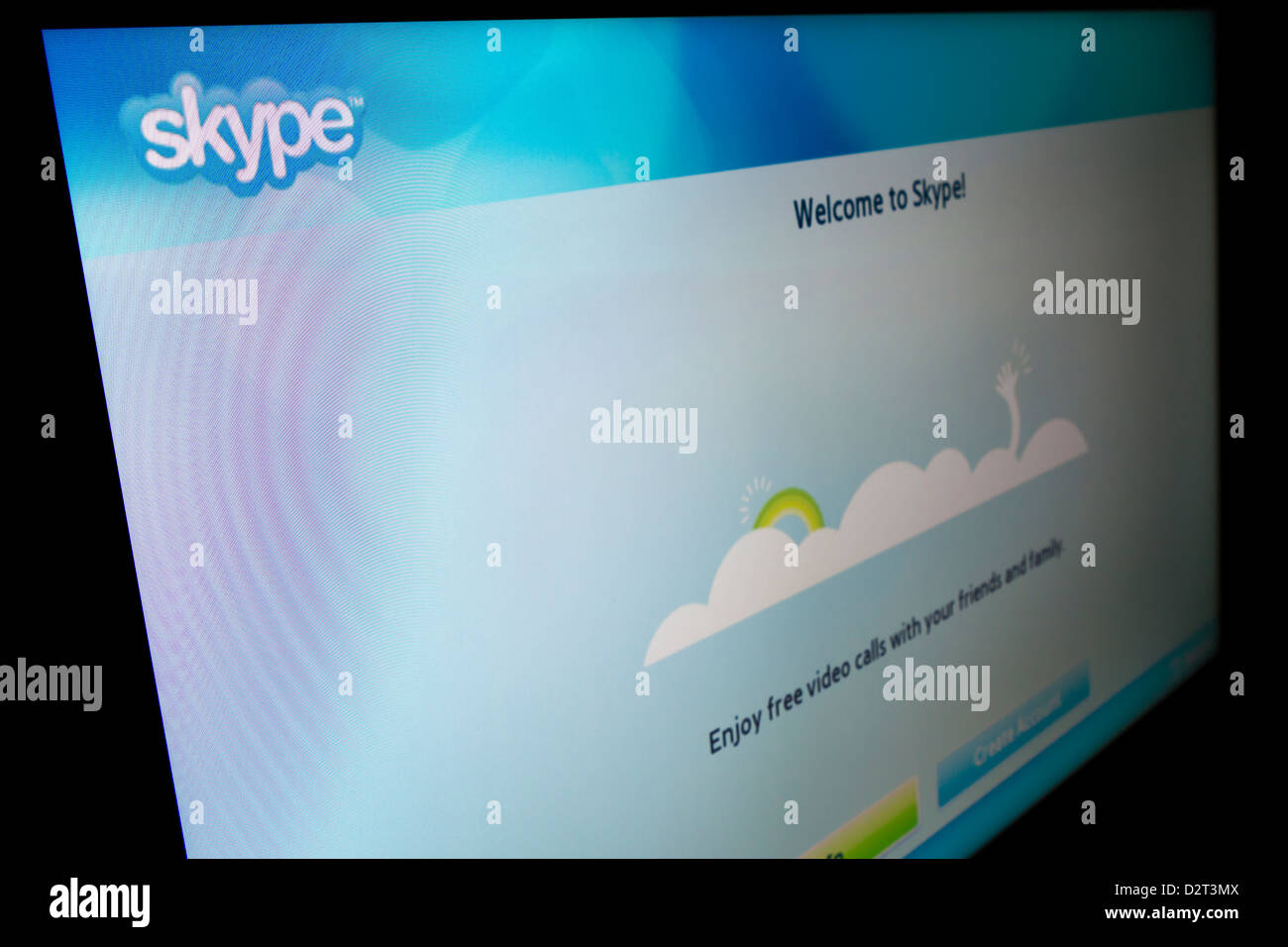 Enjoy widescreen Skype video calls from the confort of your livingroom! Skype is app for your Samsung Smart TV. Stock Photo