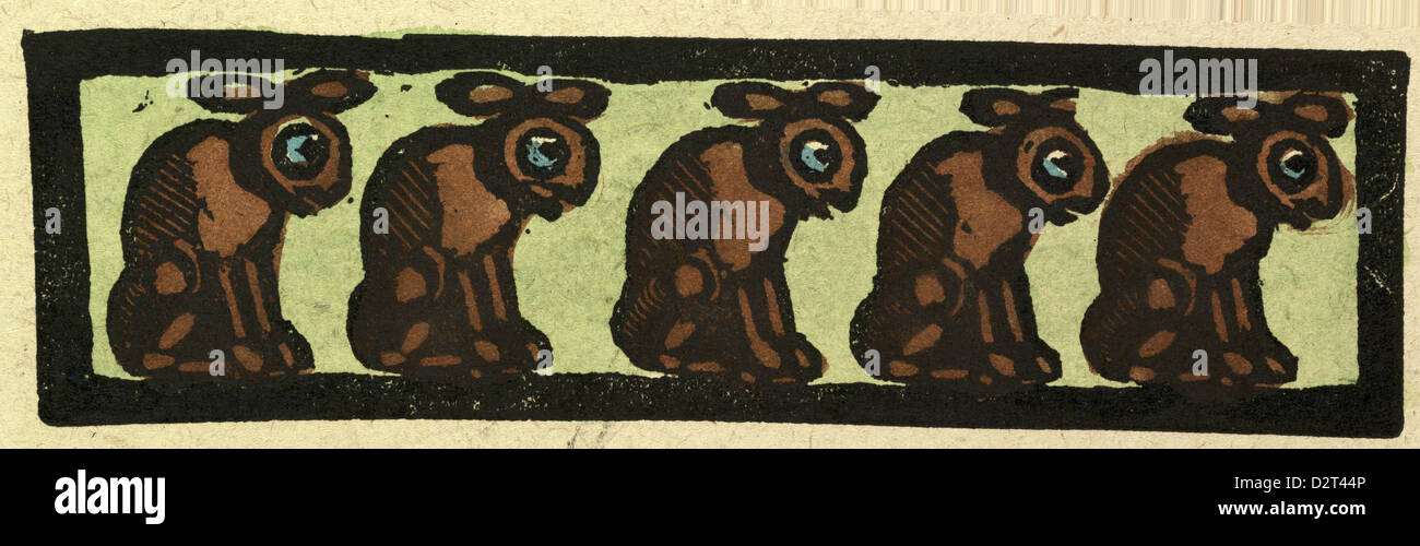 illustration of English tales folk tales and ballads. Five rabbits ...