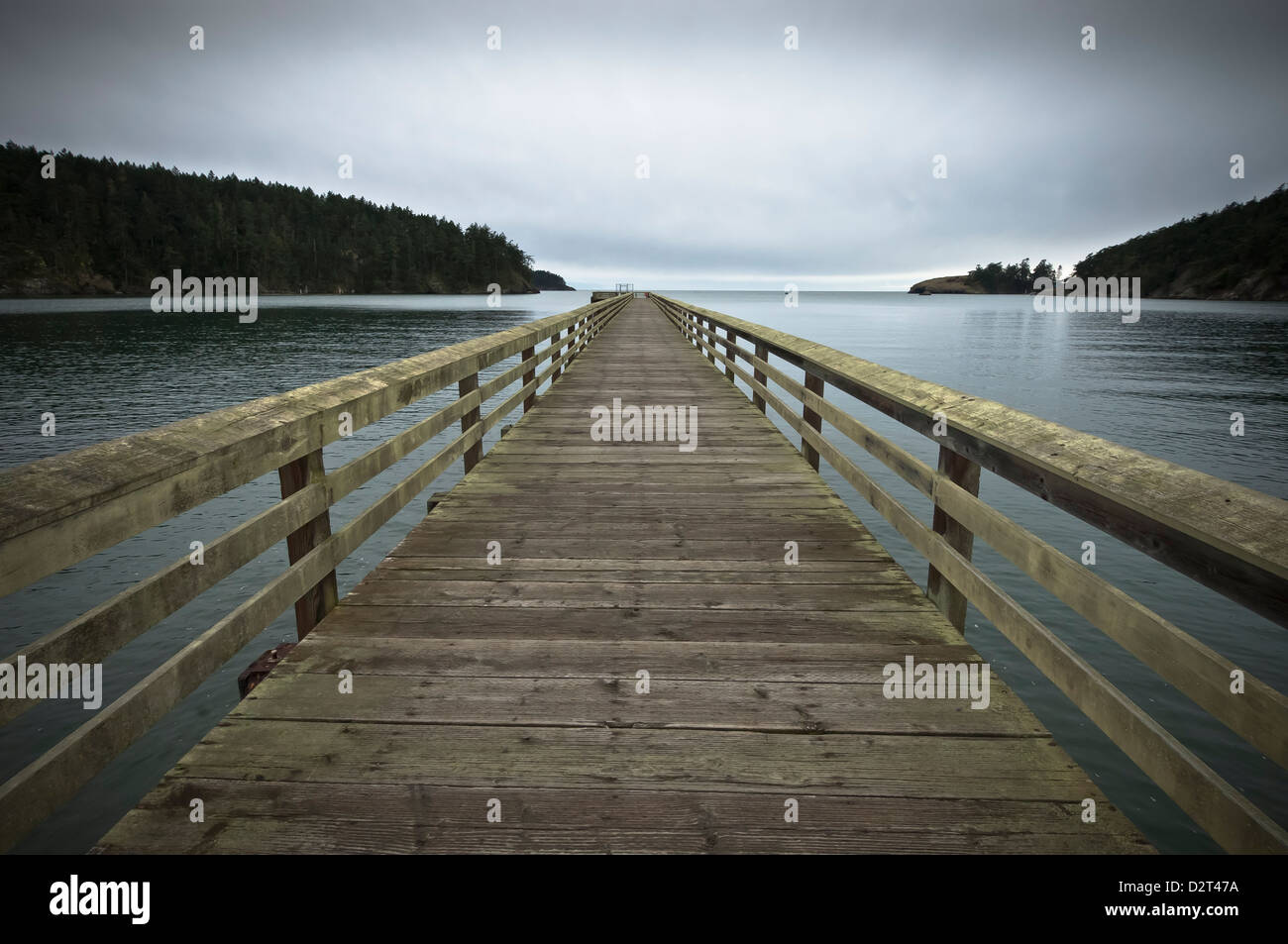Dock at Bowman Bay, Deception Pass State Park, Washington, USA Stock