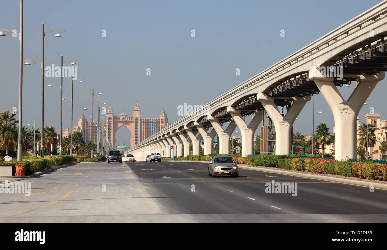Main Road on the Palm Jumeirah, Dubai, United Arab Emirates Stock Photo