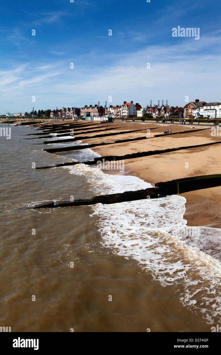 Felixstowe Beach from the pier, Felixstowe, Suffolk, England, United