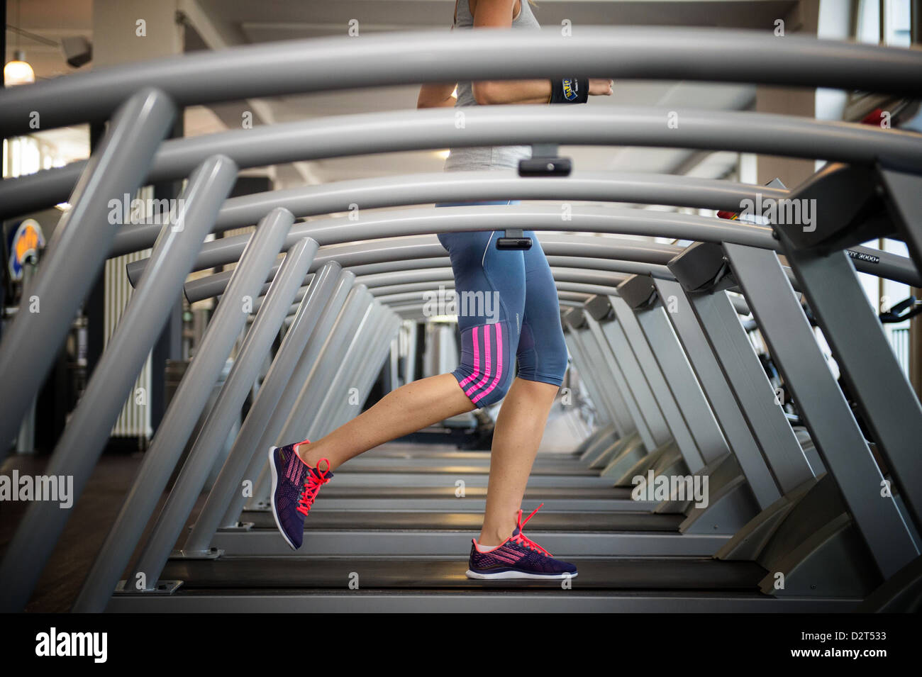 Berlin, Germany, a woman on the treadmill at McFit Stock Photo - Alamy