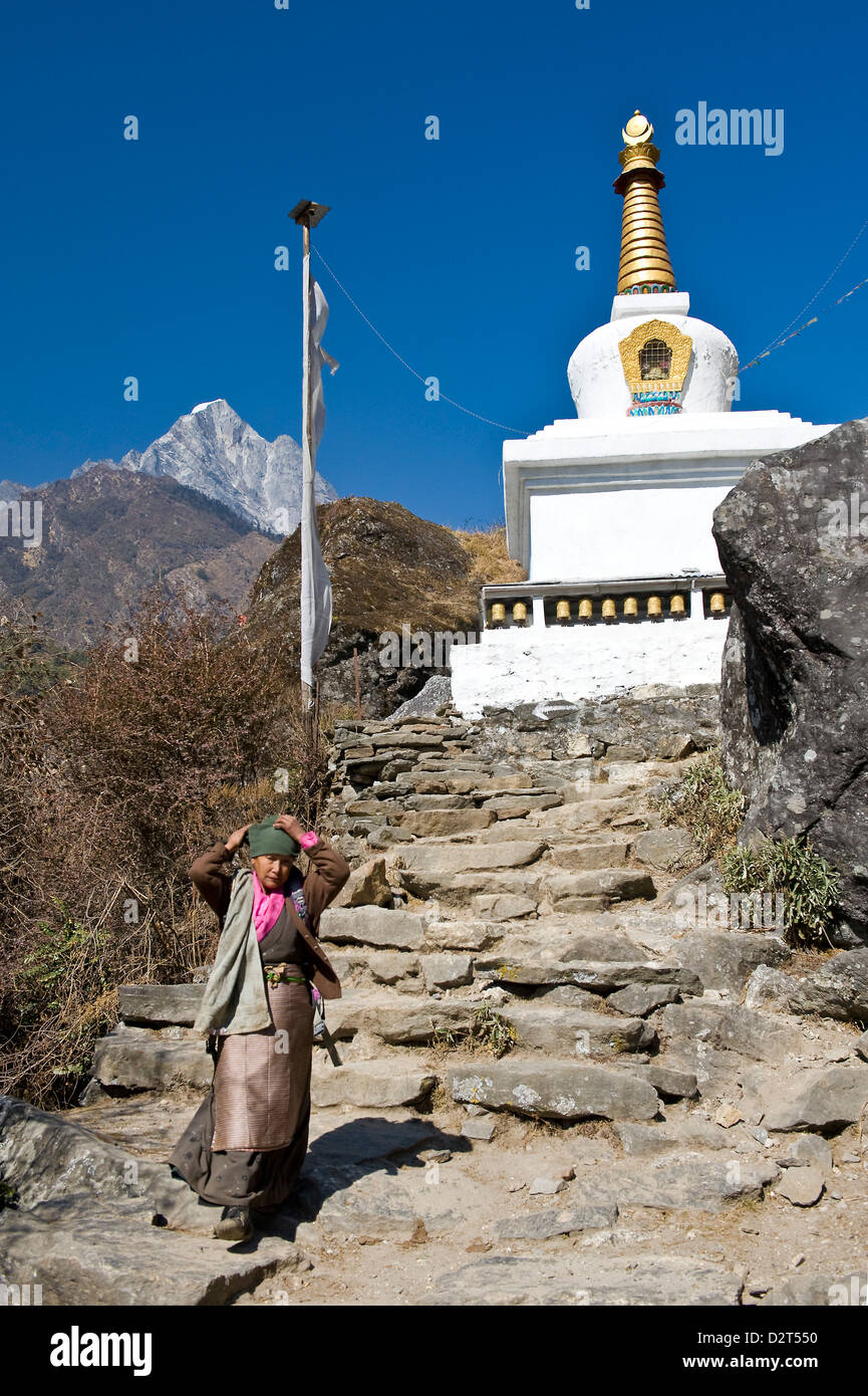 Buddhist Stupa, Solu Khumbu Region, Nepal, Himalayas, Asia Stock Photo