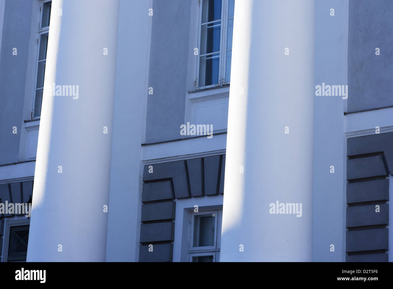Columns in front of the main building of Tartu university Stock Photo