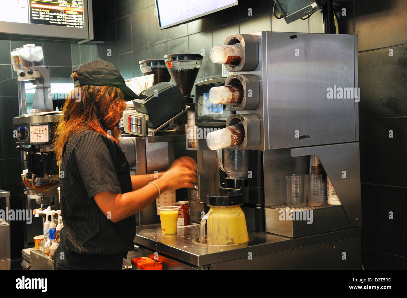 McDonald's worker, New York City, USA Stock Photo Alamy