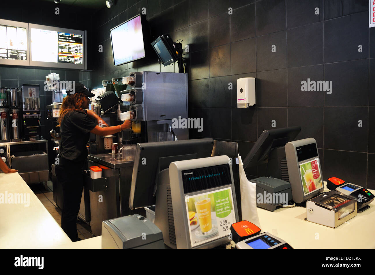 McDonald's worker, New York City, USA Stock Photo Alamy