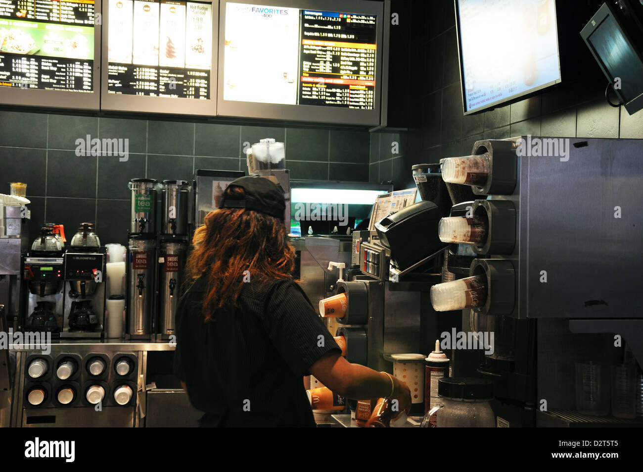 McDonald's worker, New York City, USA Stock Photo Alamy