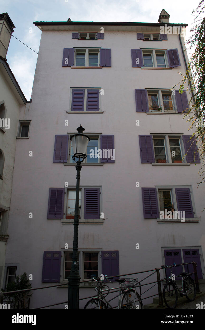 Apartment block with window shutters in zurich Switzerland Stock Photo