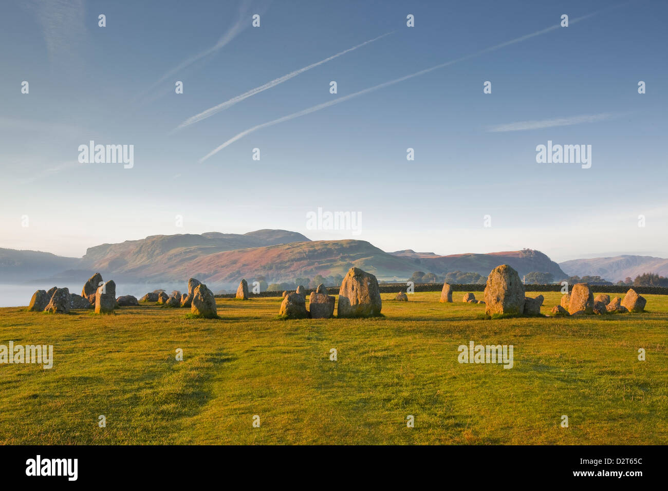 Castlerigg stone circle at dawn in the Lake District National Park, Cumbria, England, United Kingdom, Europe Stock Photo