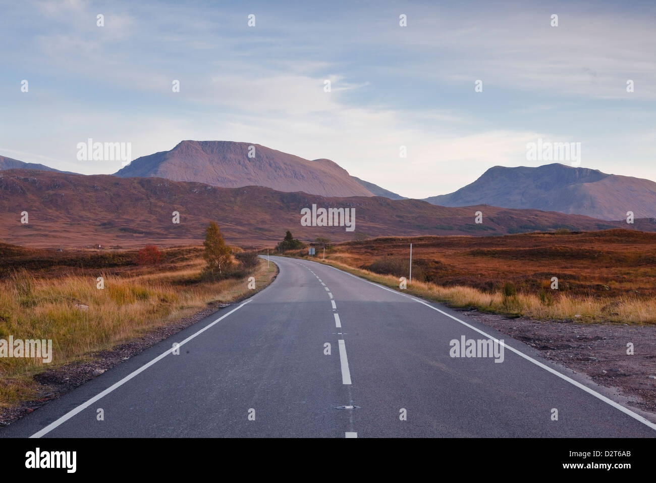 The main road through Rannoch Moor, a Site of Special Scientific Interest, Highlands, Scotland, United Kingdom, Europe Stock Photo