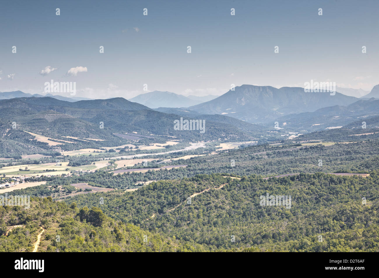 Provencal countryside from the Plateau de Valensole, Alpes-de-Haute-Provence, Provence, France Stock Photo