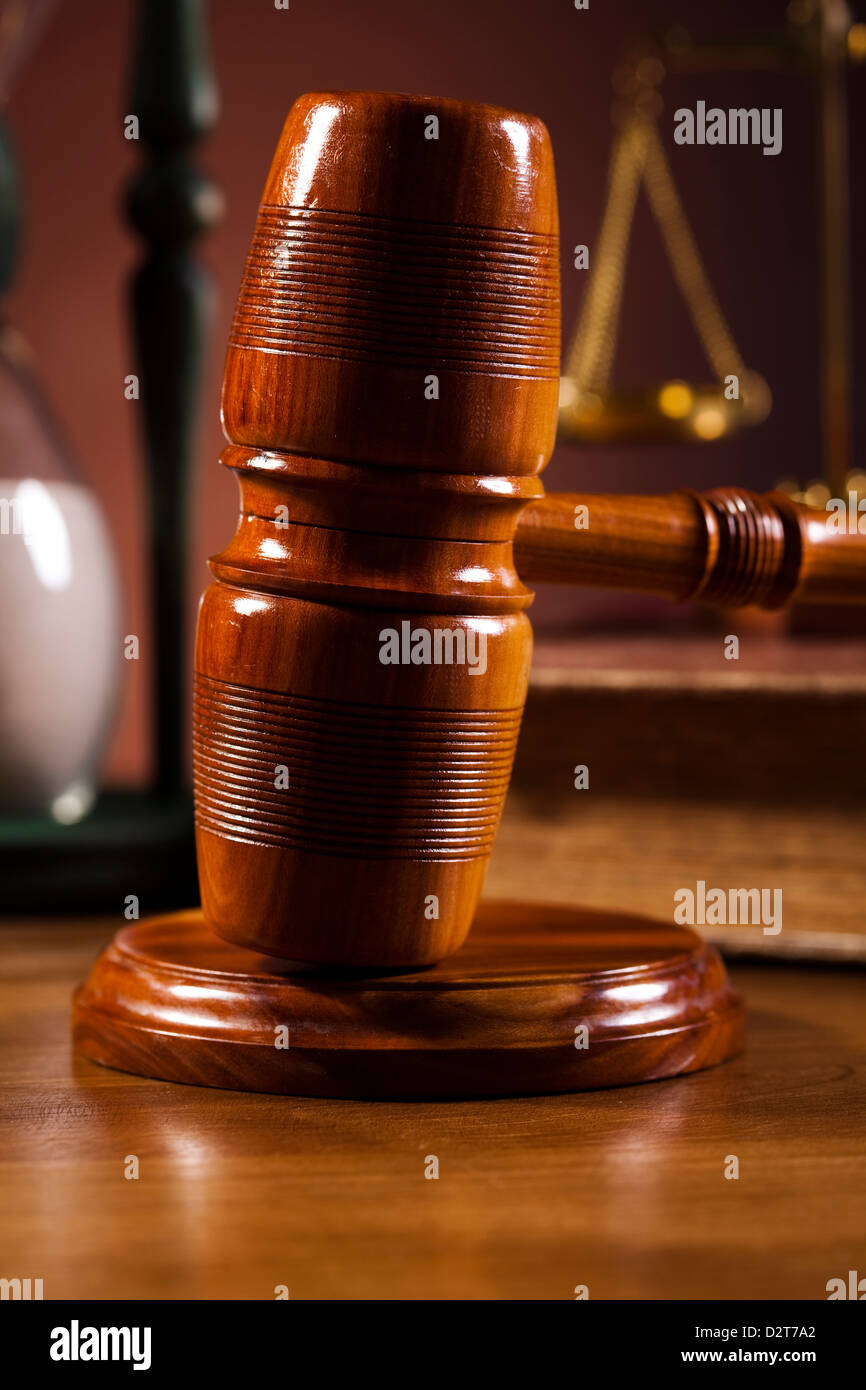 Law theme, mallet of judge, wooden gavel Stock Photo Alamy