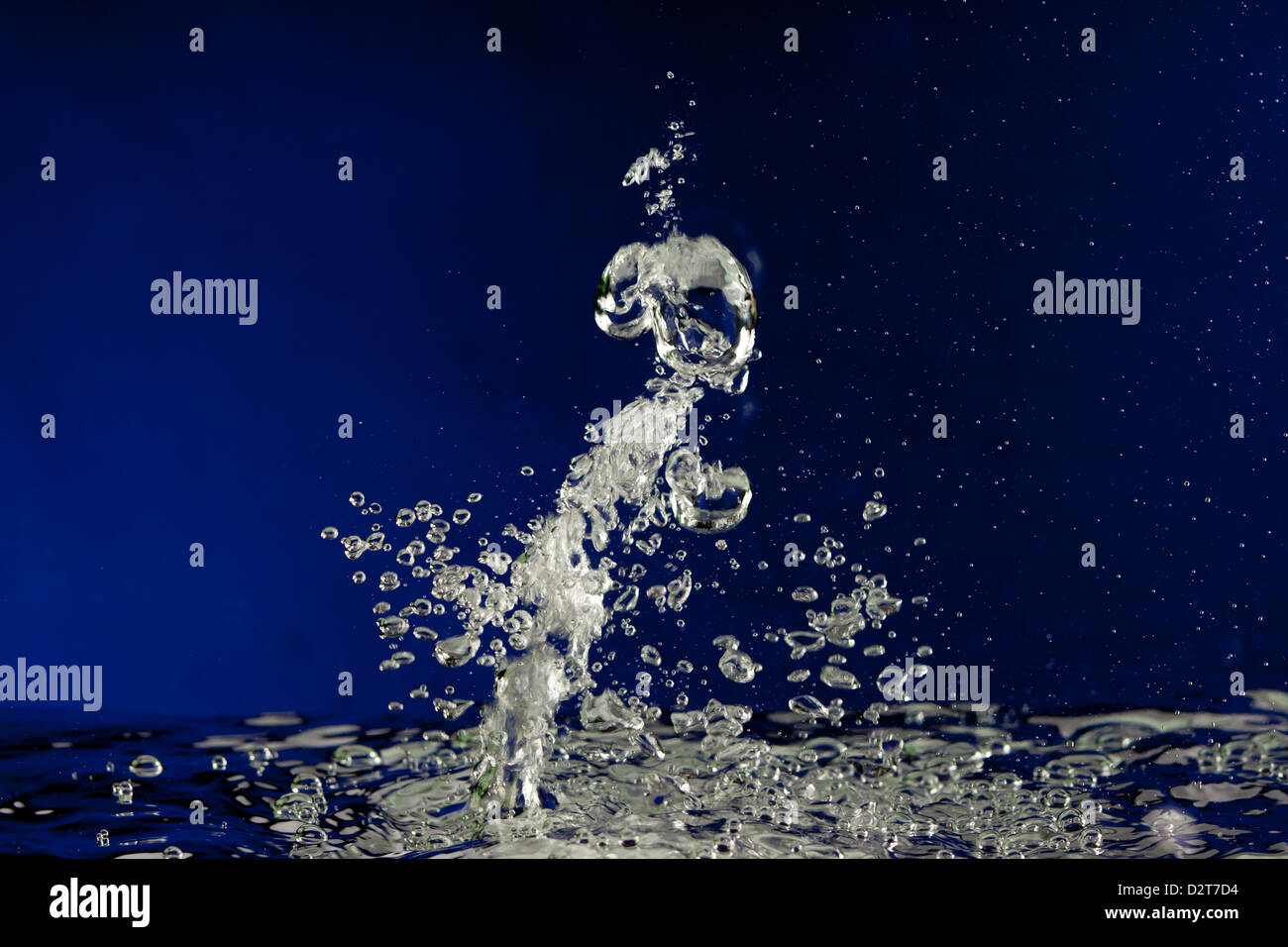 Water splash bubbles abstract background in blue Stock Photo