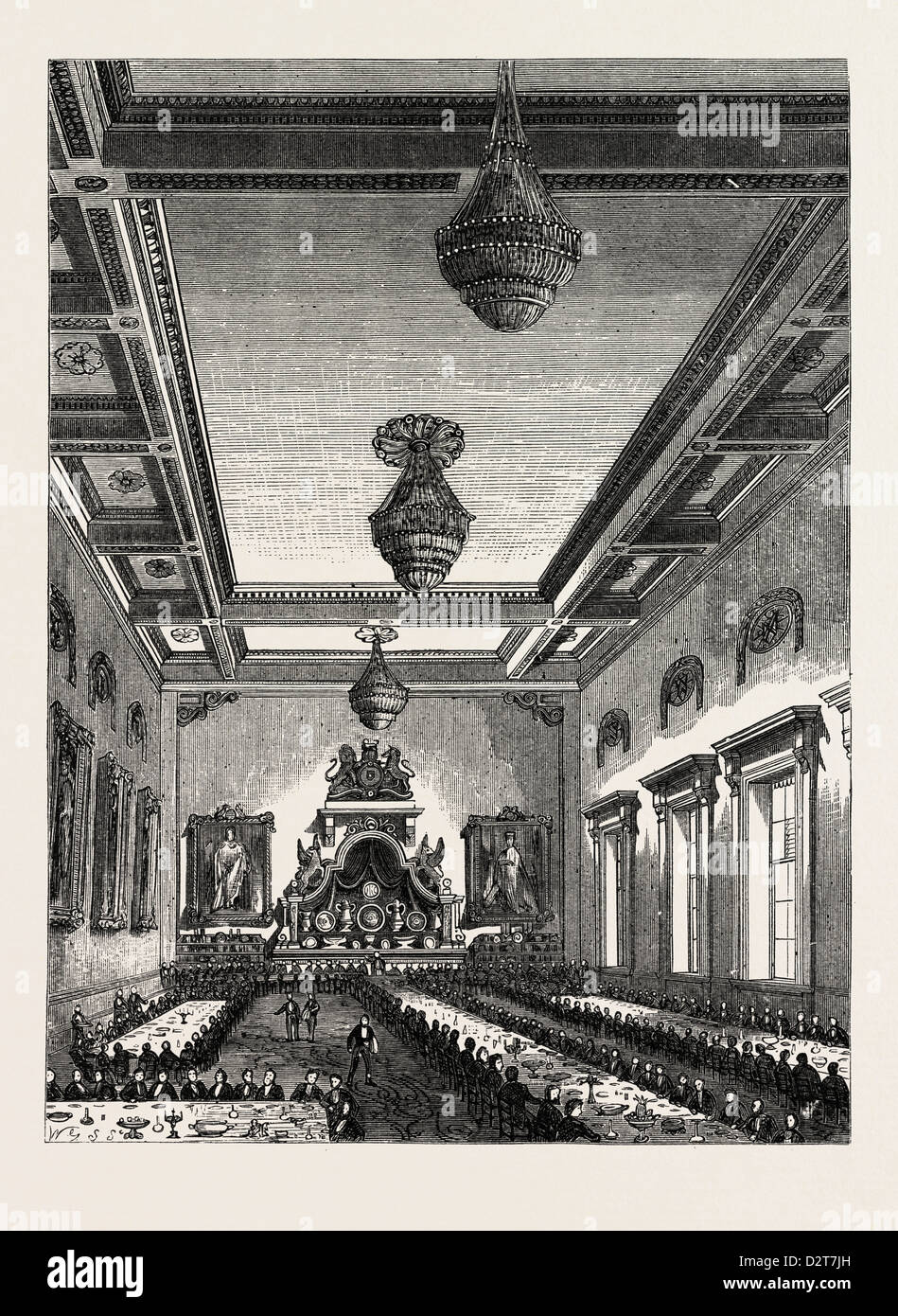 INTERIOR OF GROCERS' HALL 1876 LONDON Stock Photo