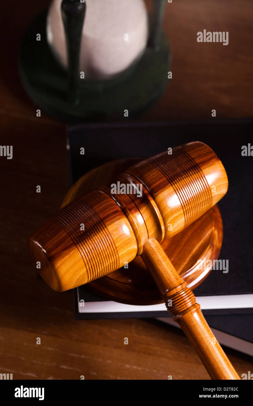 Law theme, mallet of judge, wooden gavel Stock Photo Alamy