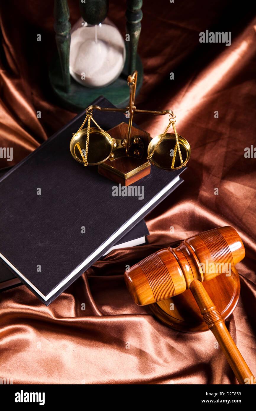 Law theme, mallet of judge, scale of justice Stock Photo Alamy