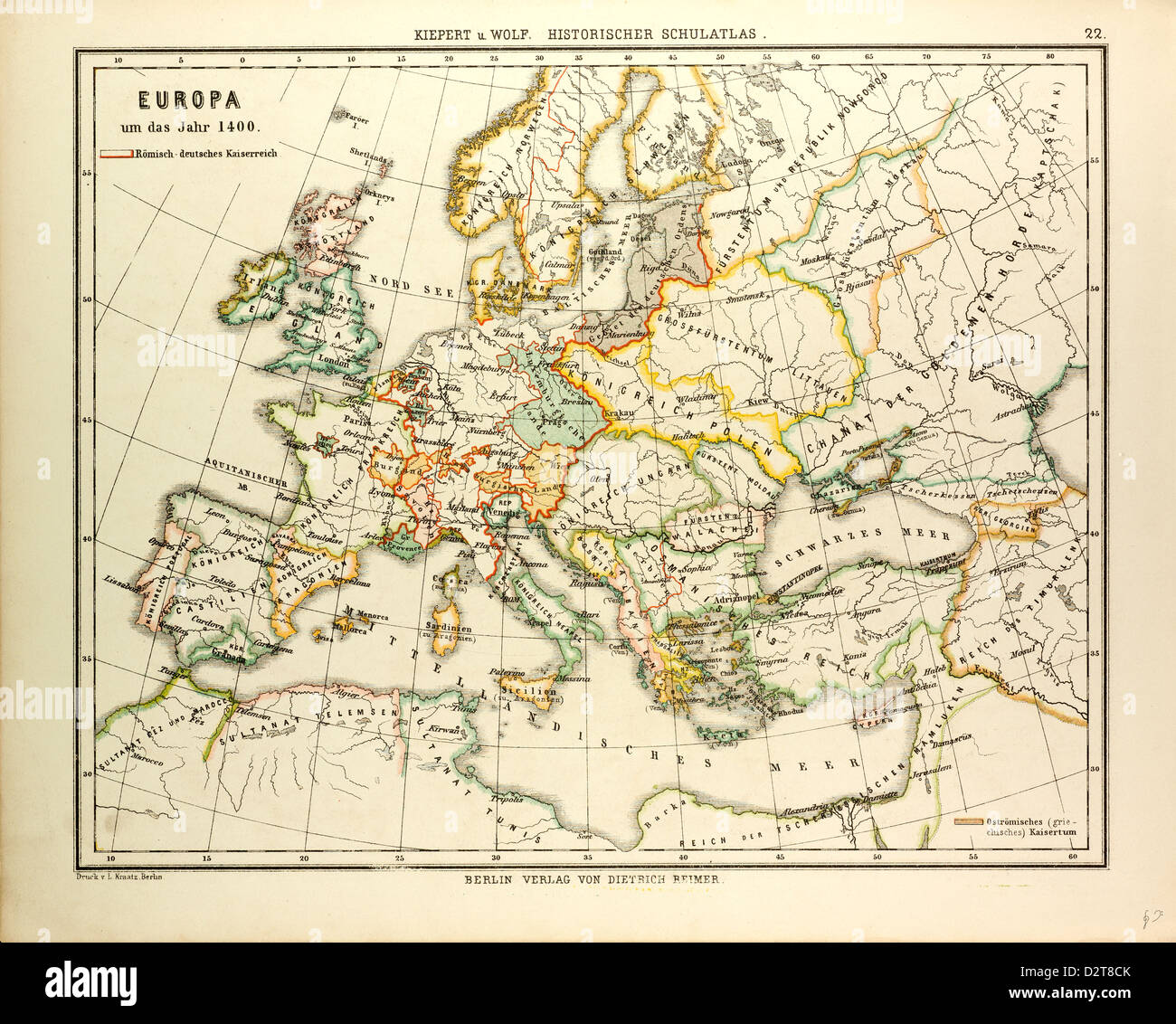 MAP OF EUROPE IN 1400 Stock Photo Alamy
