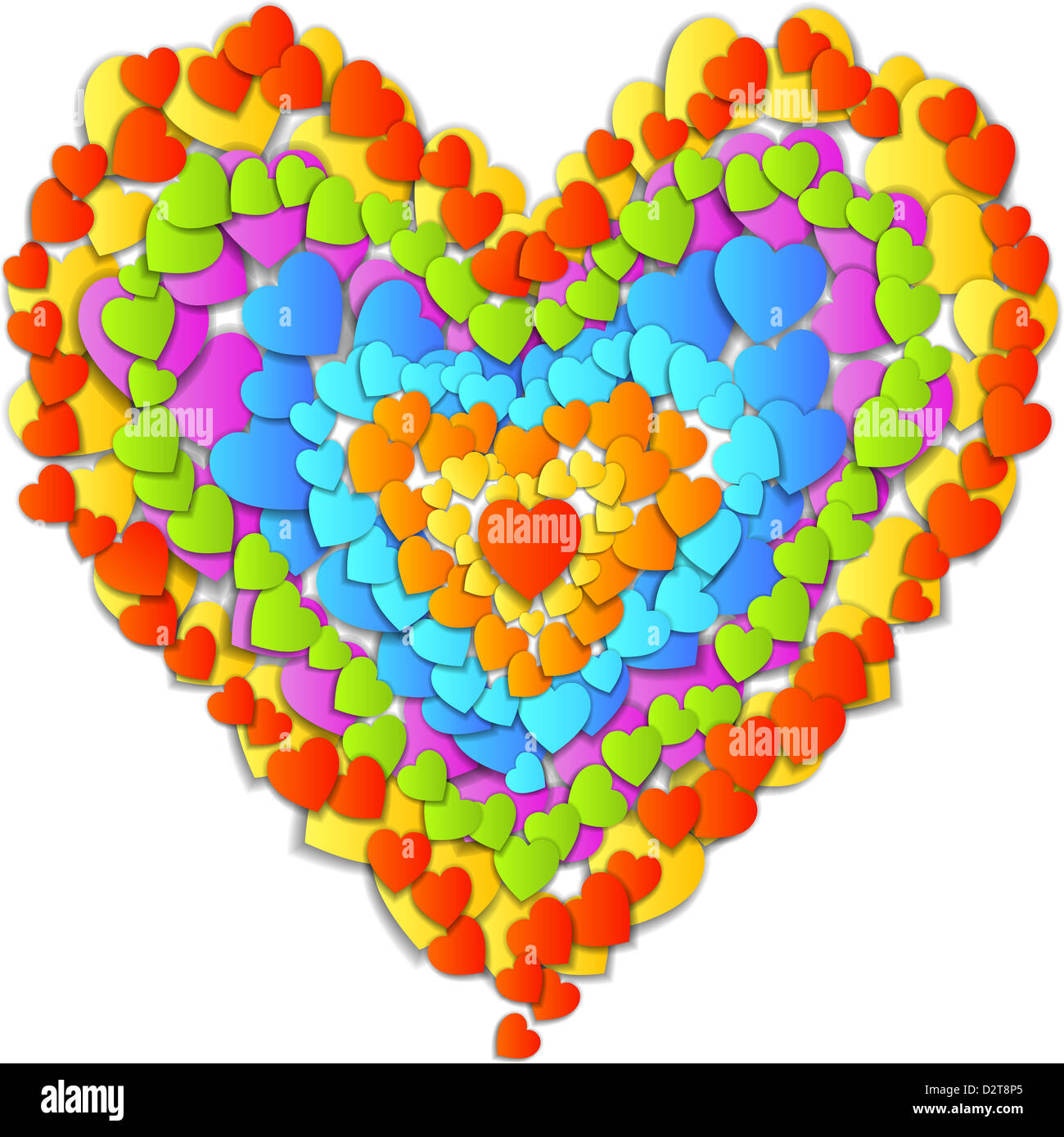 Valentine's Day Card with beautiful big heart made up of small rainbow ...