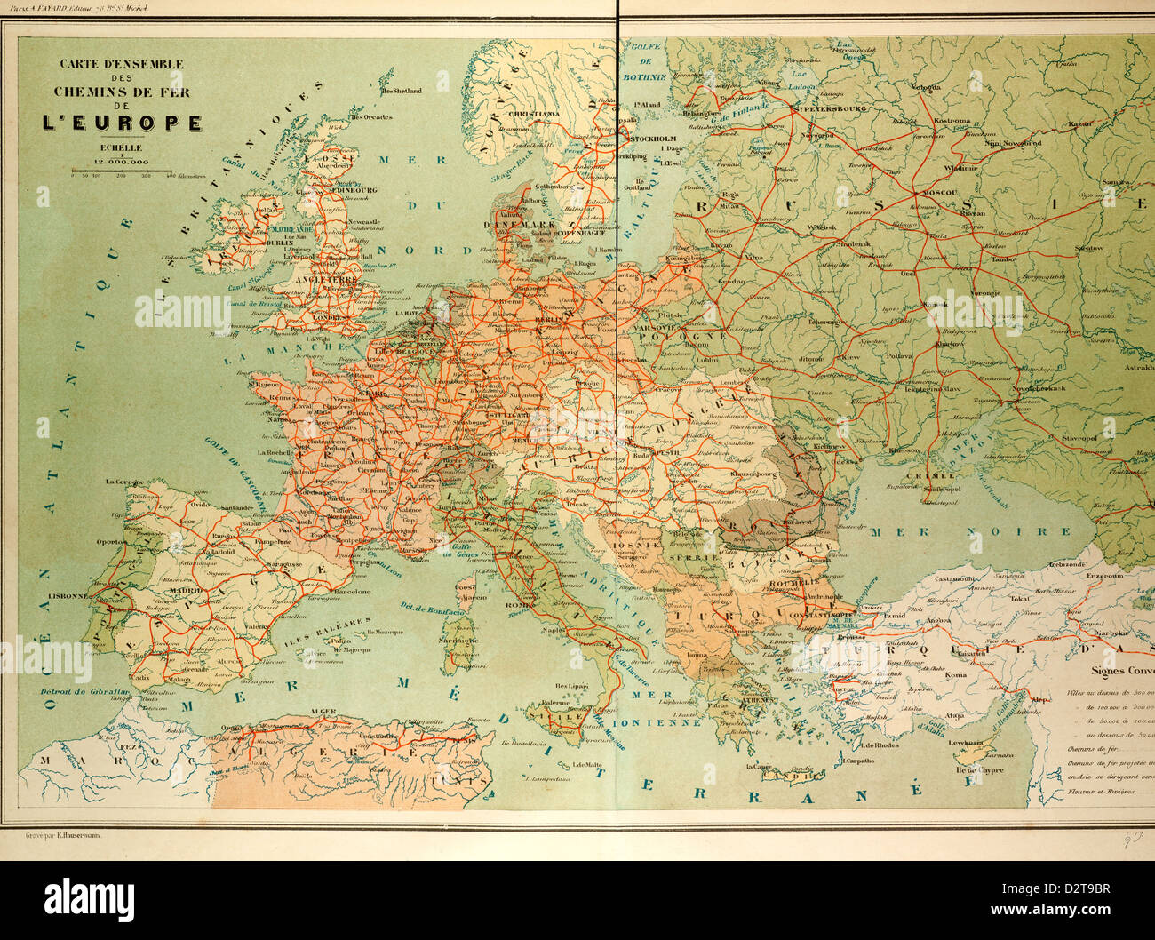 MAP OF EUROPEAN RAILWAY LINES Stock Photo Alamy
