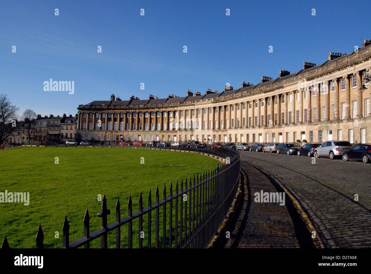 Royal Crescent perfect Georgian architecture from 18th Century in Bath, UK Stock Photo