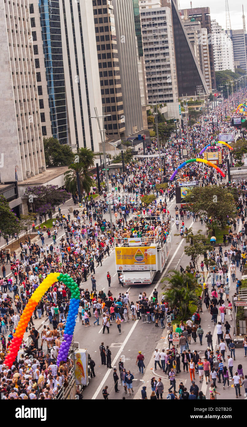 Gay Parade 2012 in Paulista Avenue. Stock Photo