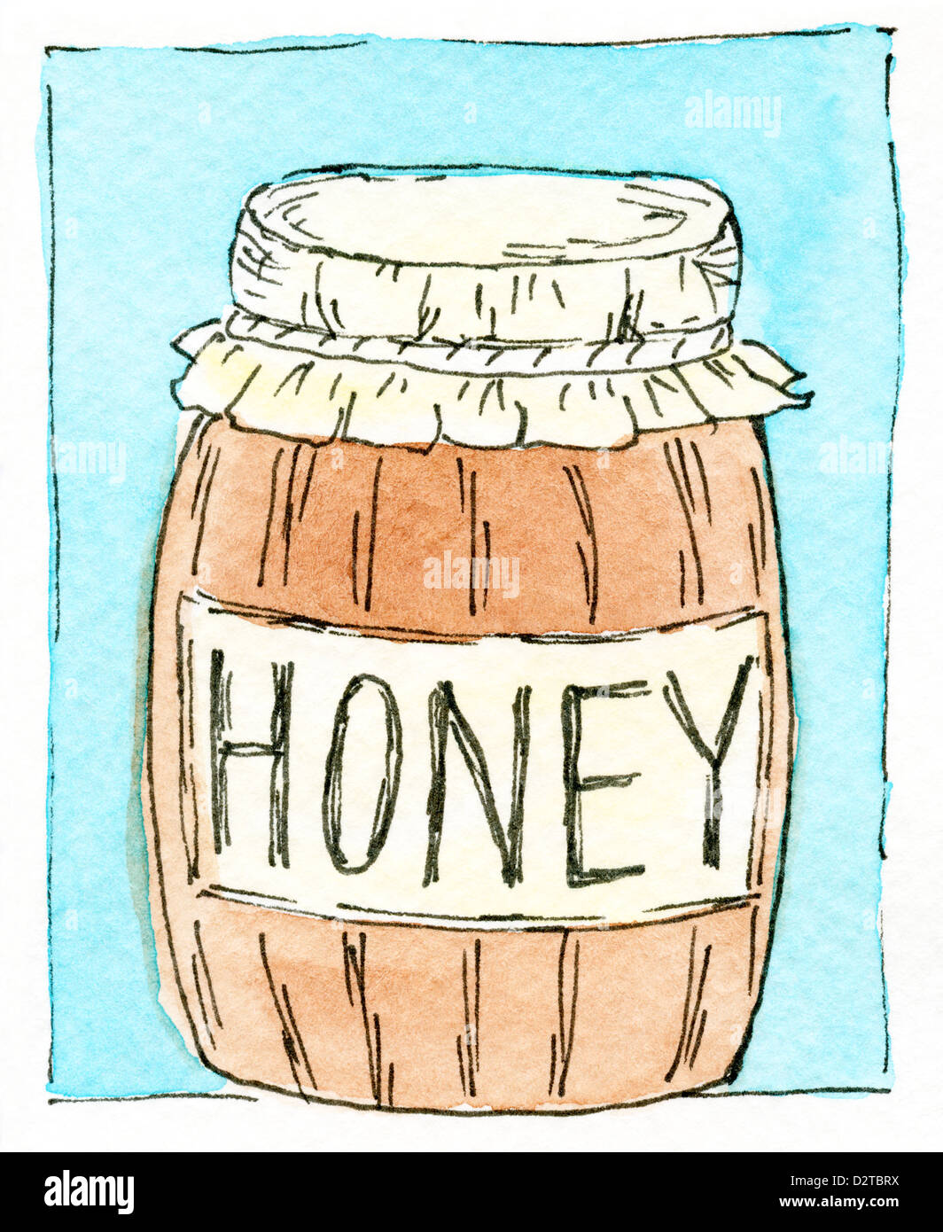 Watercolor painting of honey jar Stock Photo Alamy