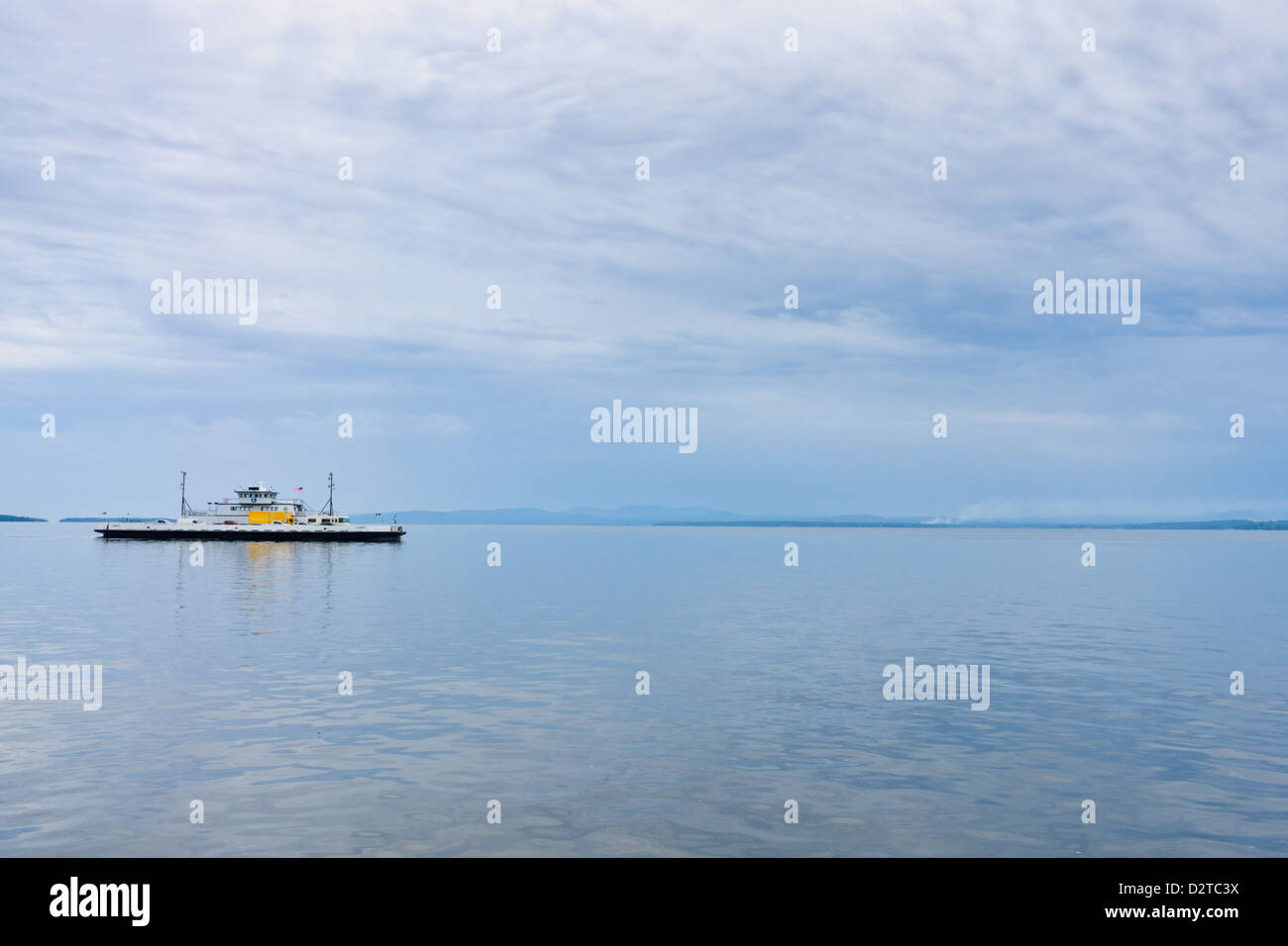 New York/Vermont, United state. A ferry on lake Champlain, sailing