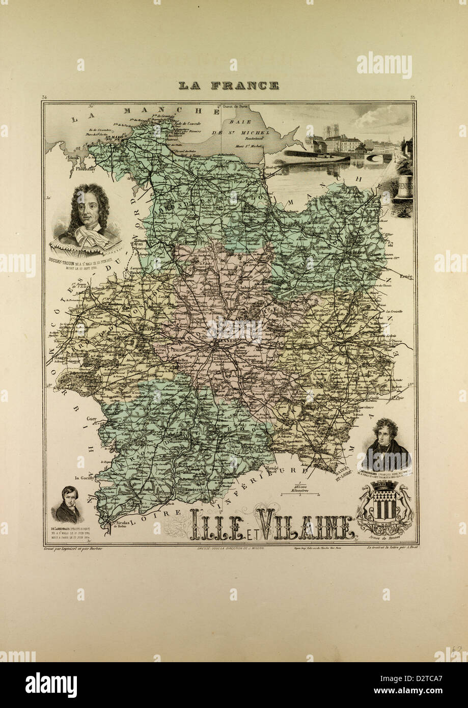 MAP OF ILLE AND VILAINE 1896 FRANCE Stock Photo Alamy