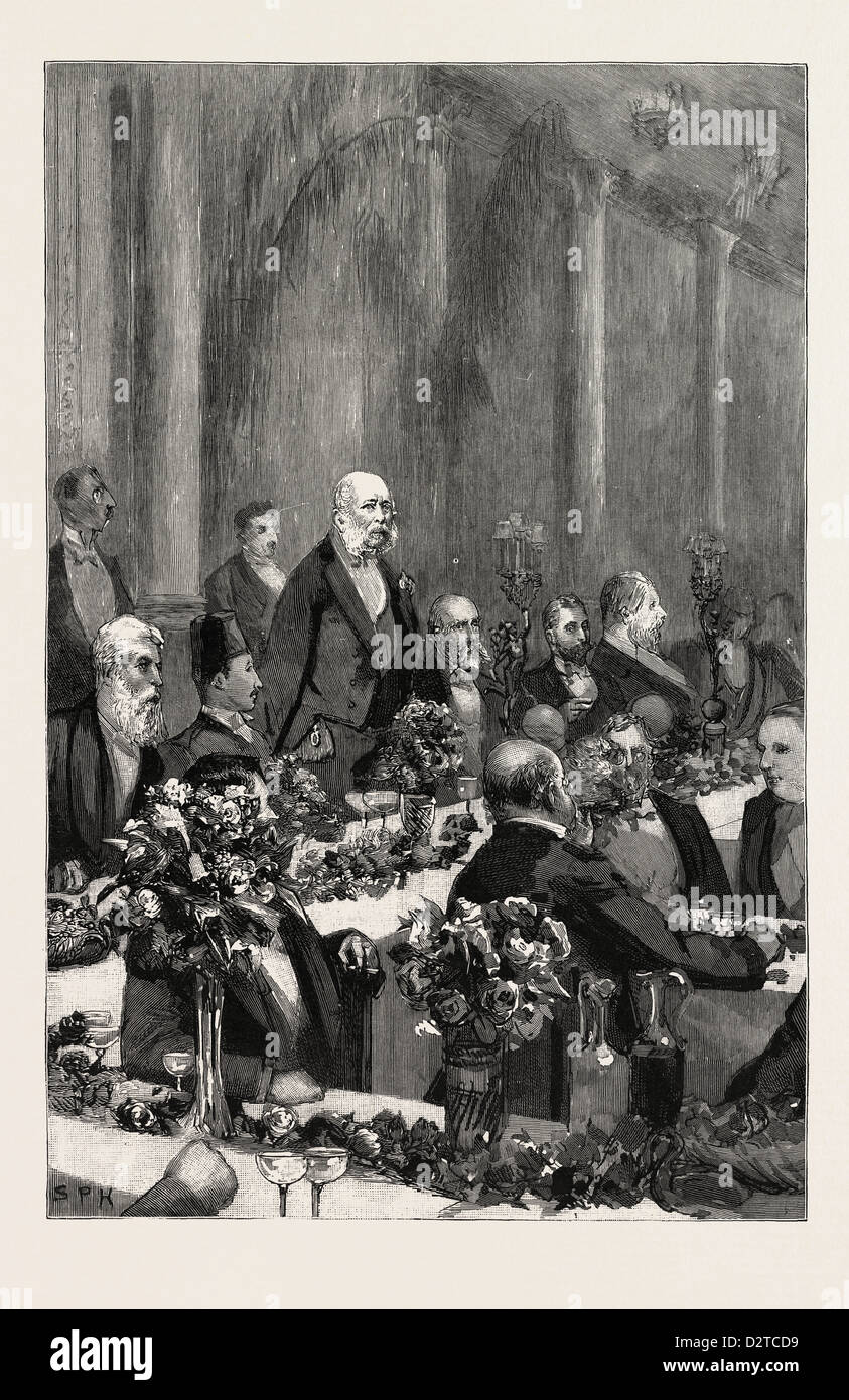 THE DUKE OF CAMBRIDGE SPEAKING AT THE BANQUET IN HONOUR OF MR. COOK: 'MY FRIEND, MR. COOK' Stock Photo