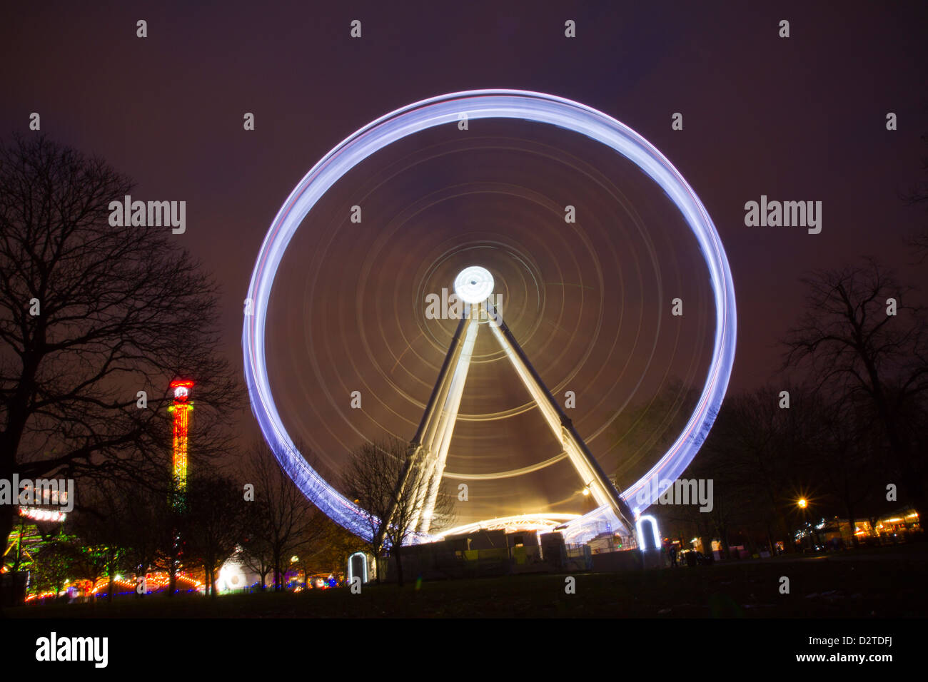 paris wheel in winter wonderland london Stock Photo