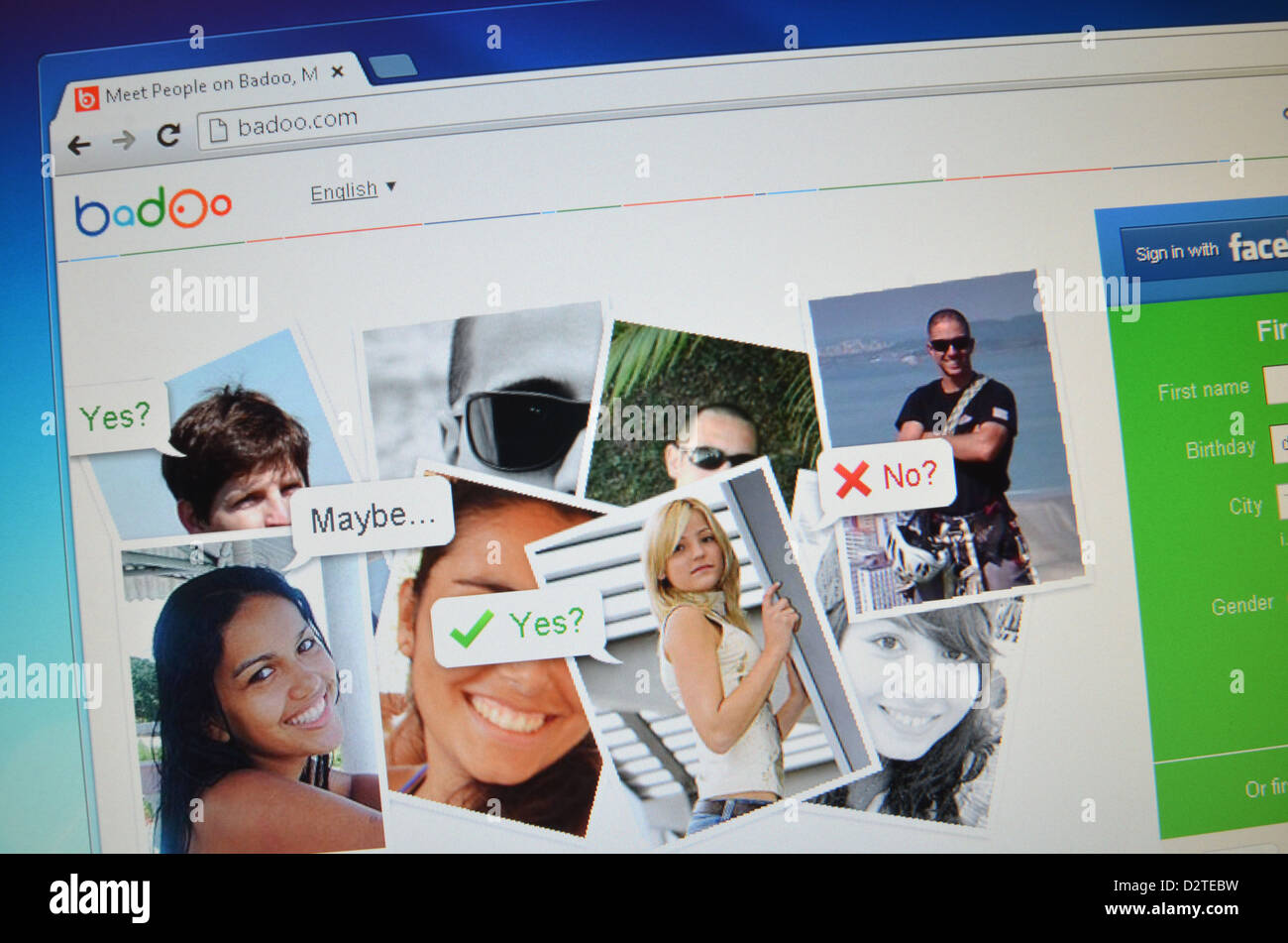 Badoo.com dating website screenshot Stock Photo