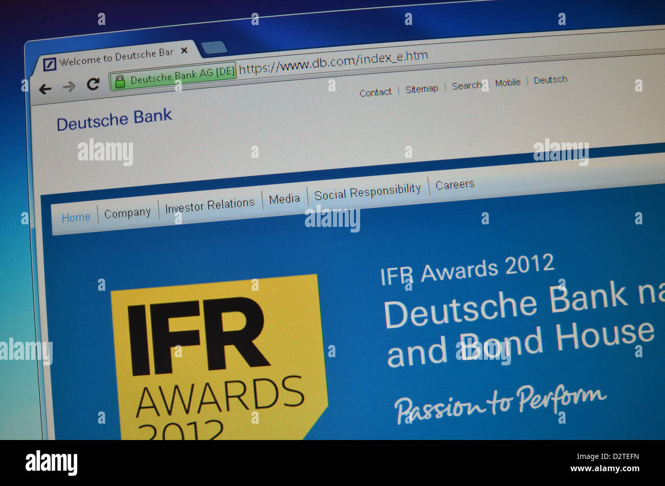 Deutsche Bank website screenshot Stock Photo Alamy