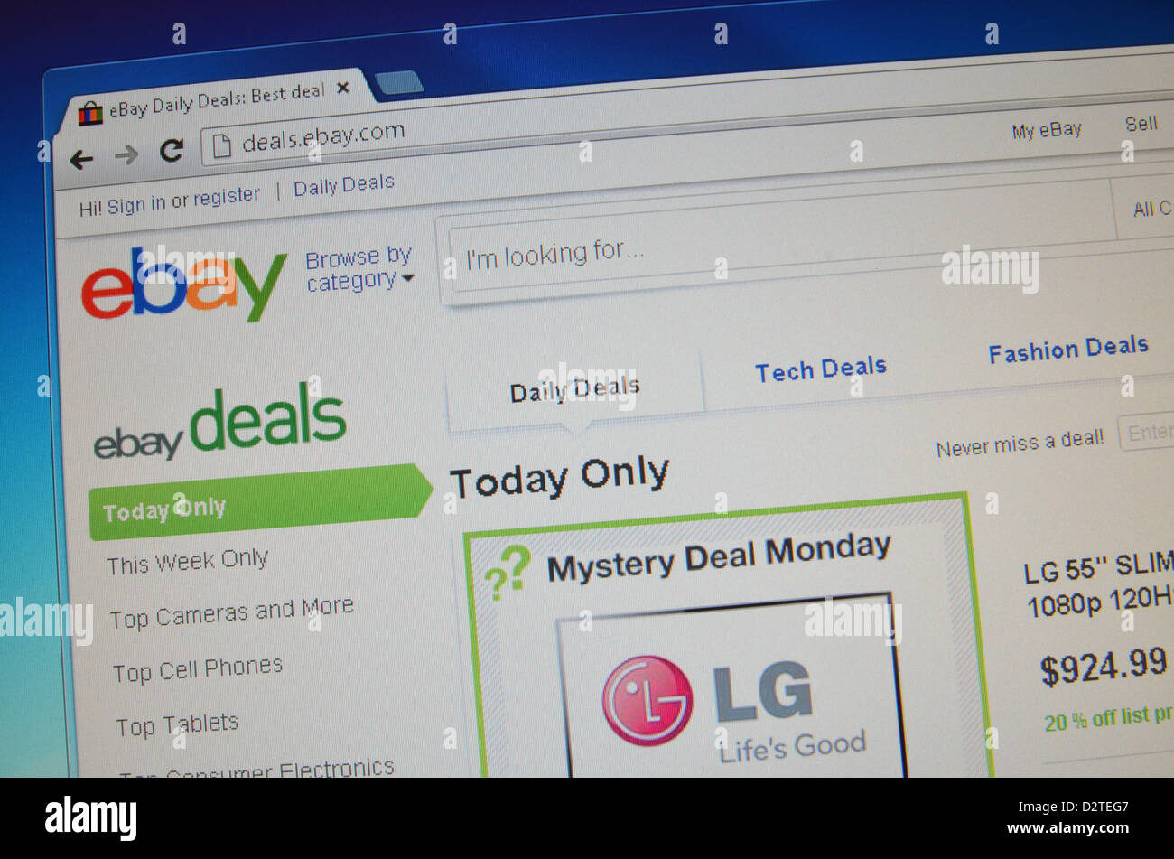 Ebay Deals page website screenshot Stock Photo