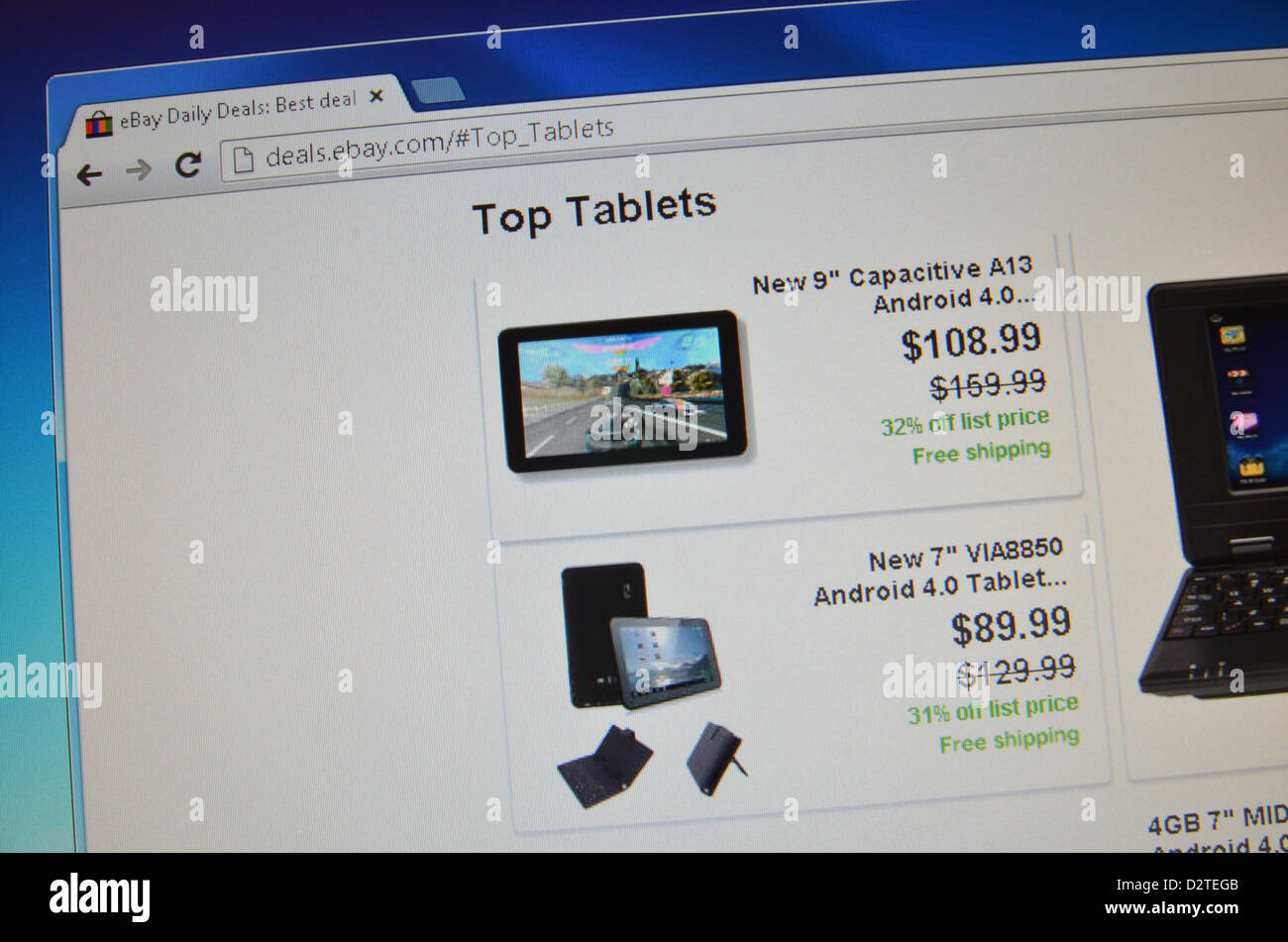 Ebay Daily deals page website screenshot Stock Photo
