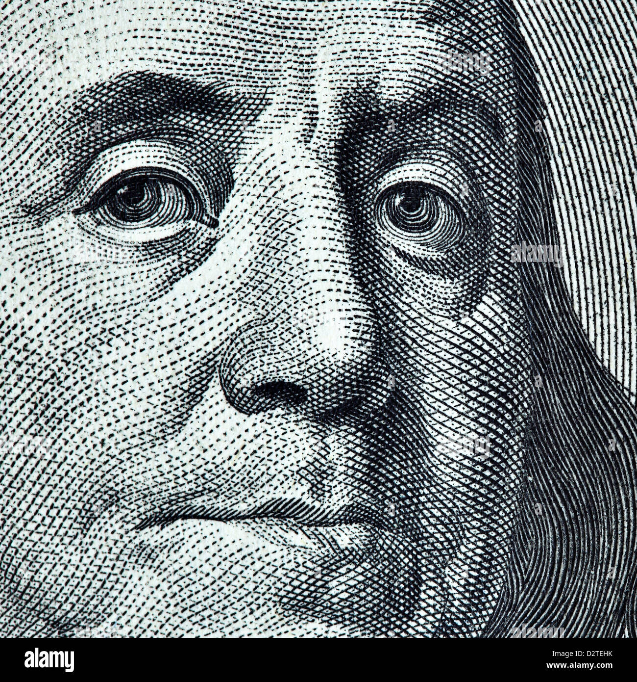 Benjamin Franklin portrait from 100 dollars banknote Stock Photo