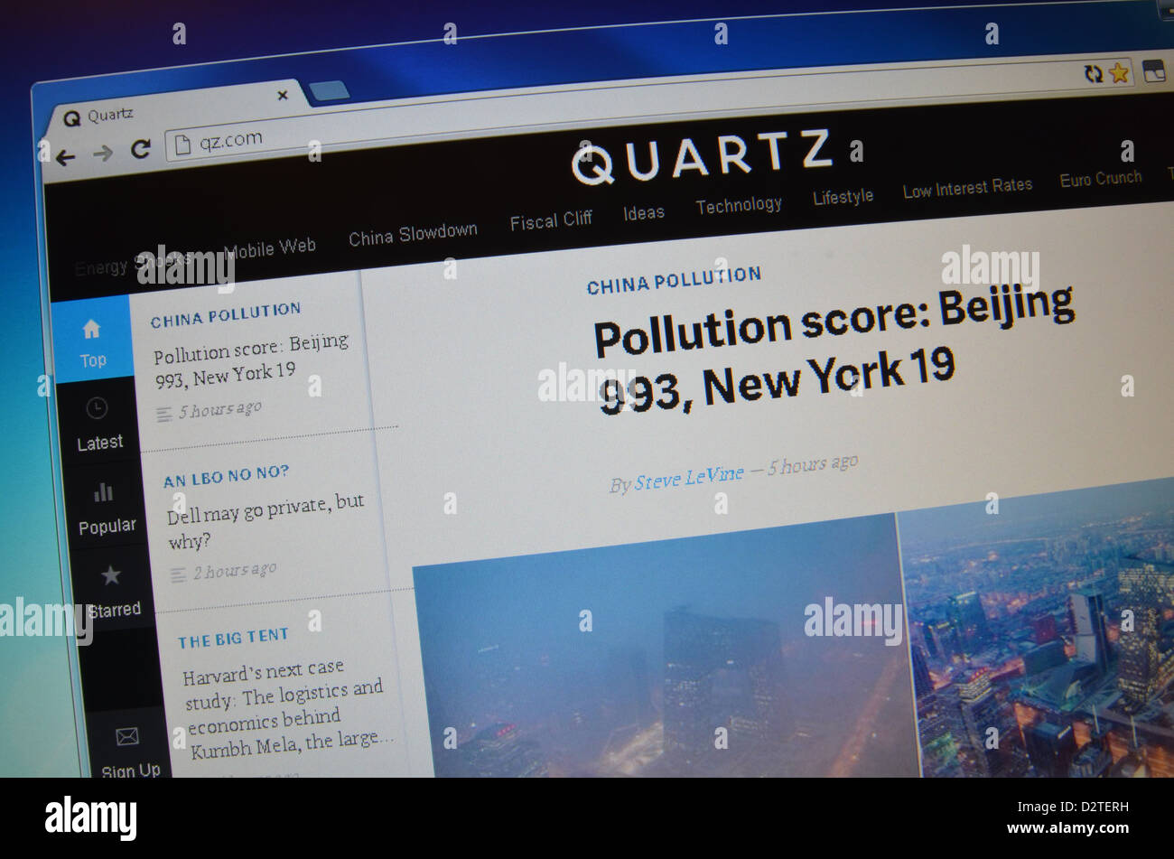 Quartz website screenshot - qz.com Stock Photo