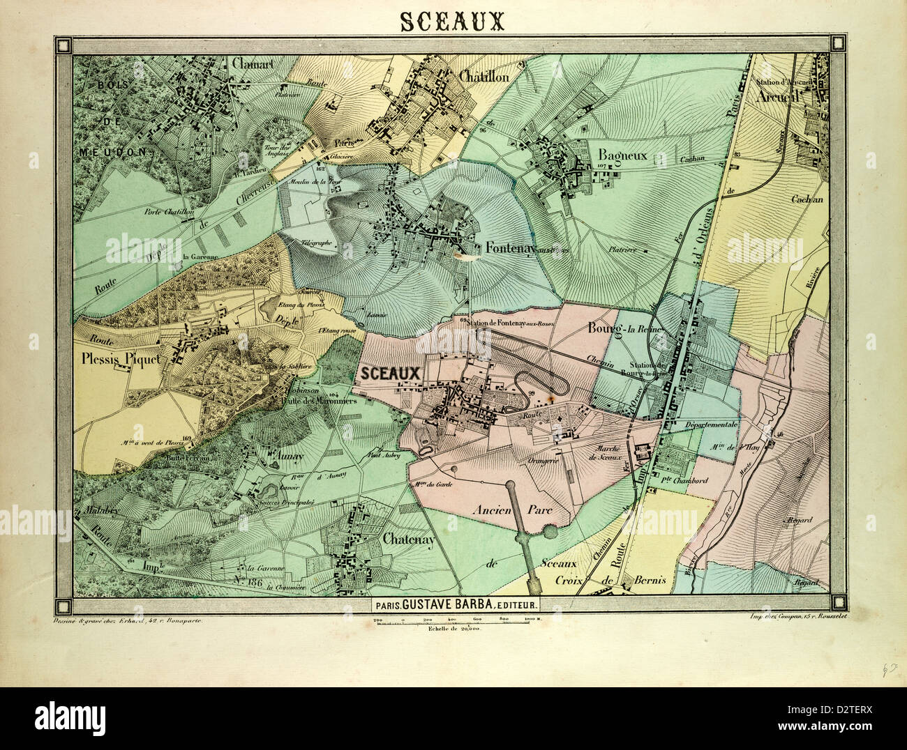 MAP OF SCEAUX FRANCE Stock Photo