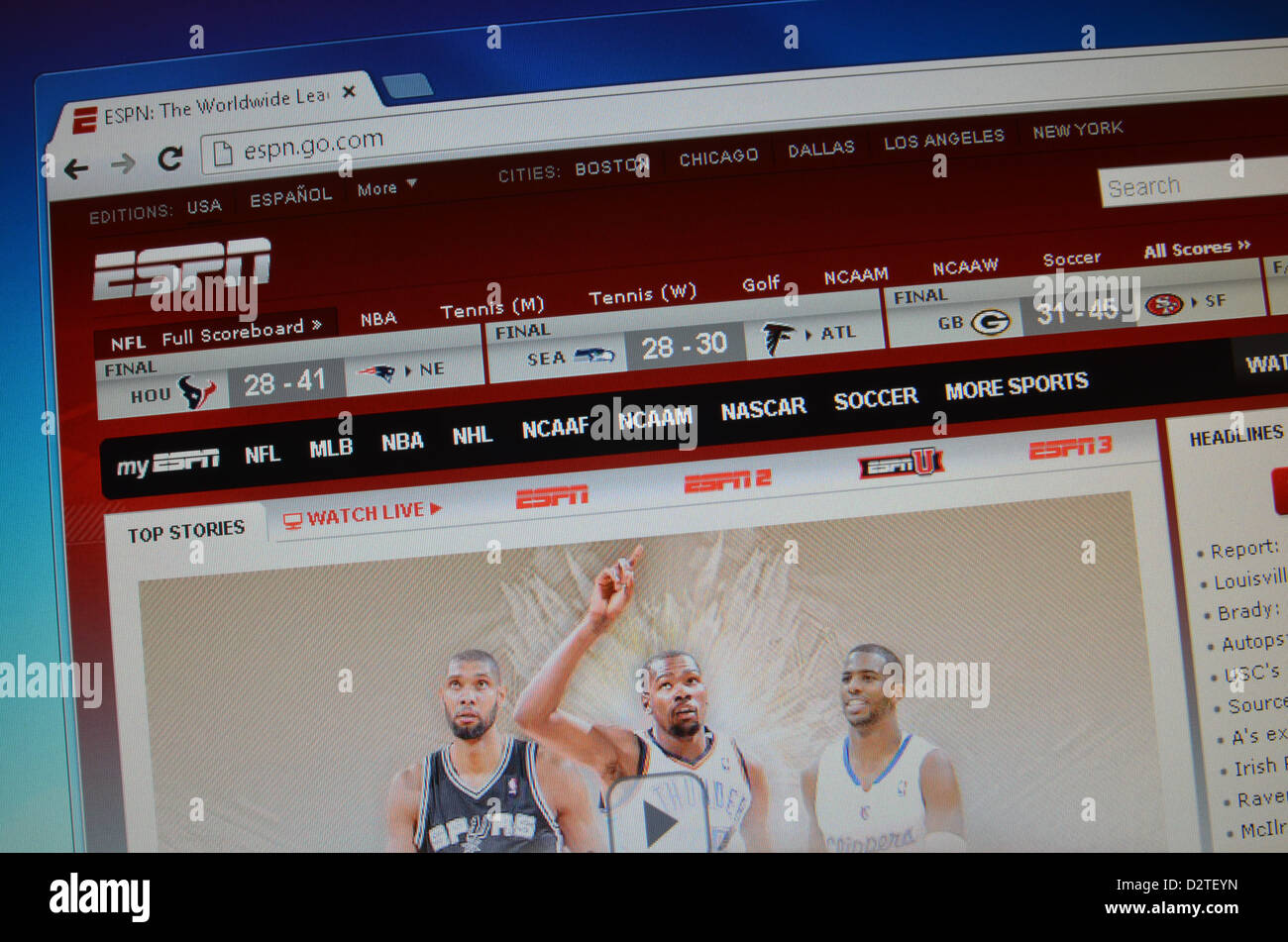 ESPN website screenshot Stock Photo - Alamy