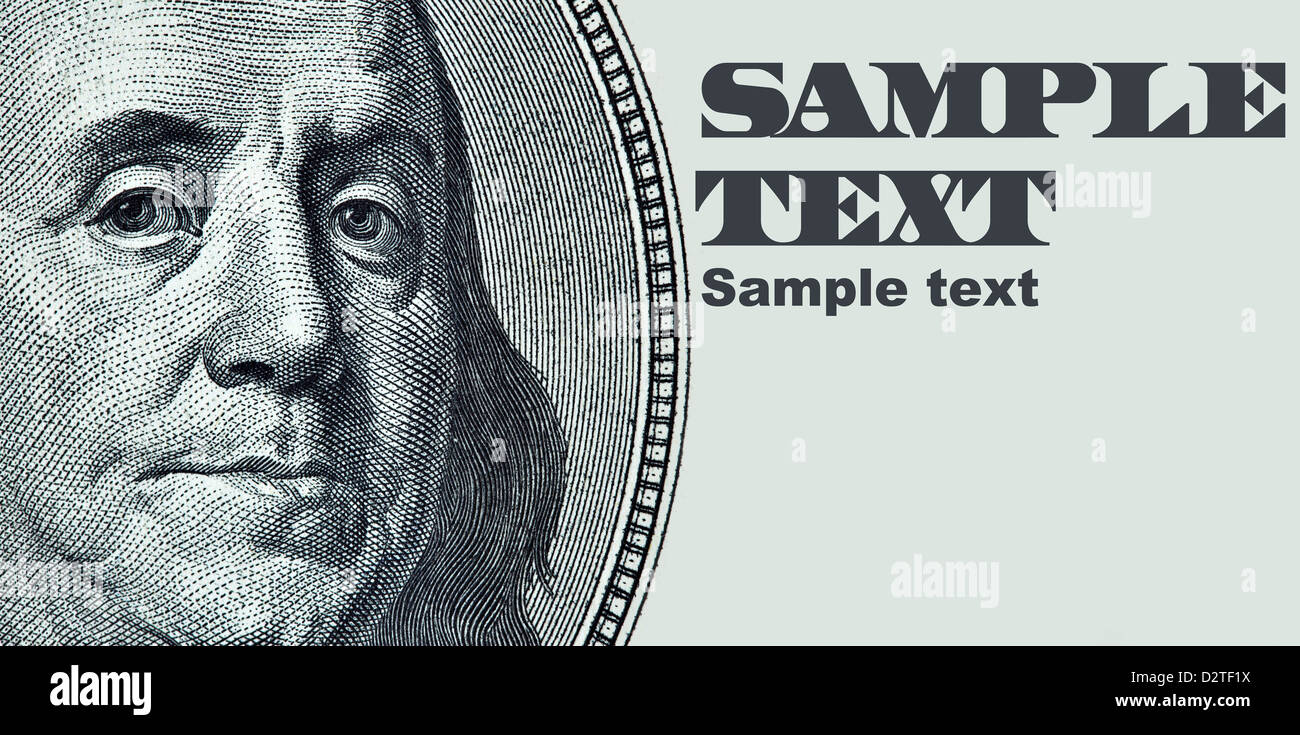 Benjamin Franklin portrait with space for your own text Stock Photo