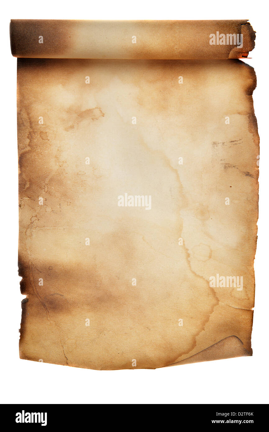 Ancient manuscript isolated over a white background Stock Photo