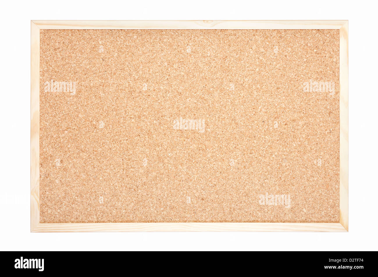 Blank cork board with wooden frame on white Stock Photo